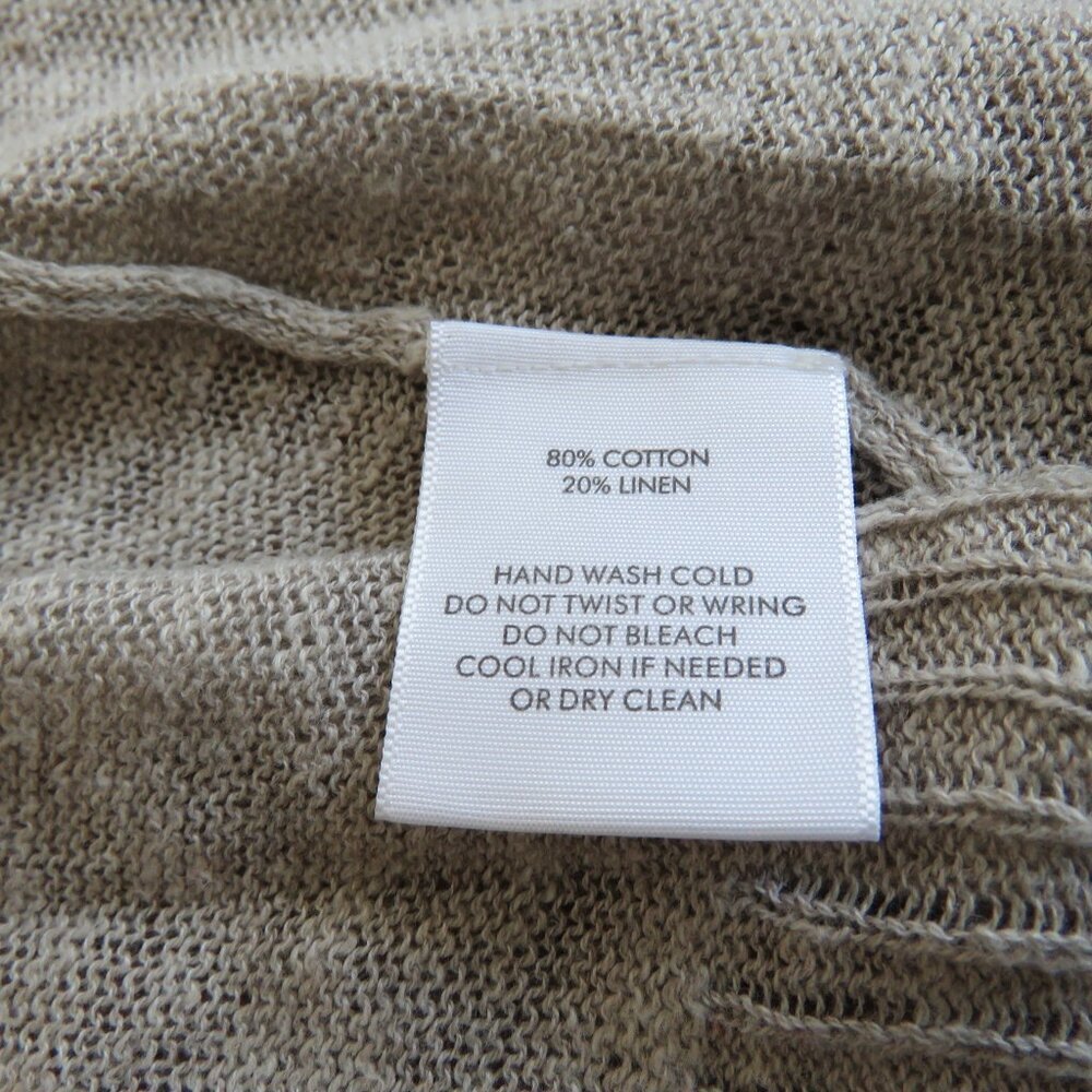 WHITE + WARREN Linen Knit Open Front Hooded Cardigan in Oatmeal Beachy Coastal - Picture 12 of 12